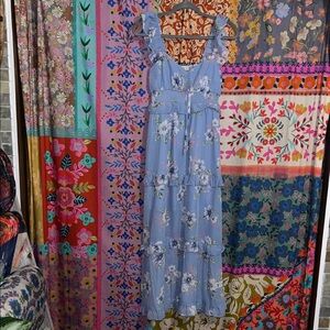 INSPIRED HEARTS  Polyester Boho Light Blue Floral Maxi Dress Size Juniors Small